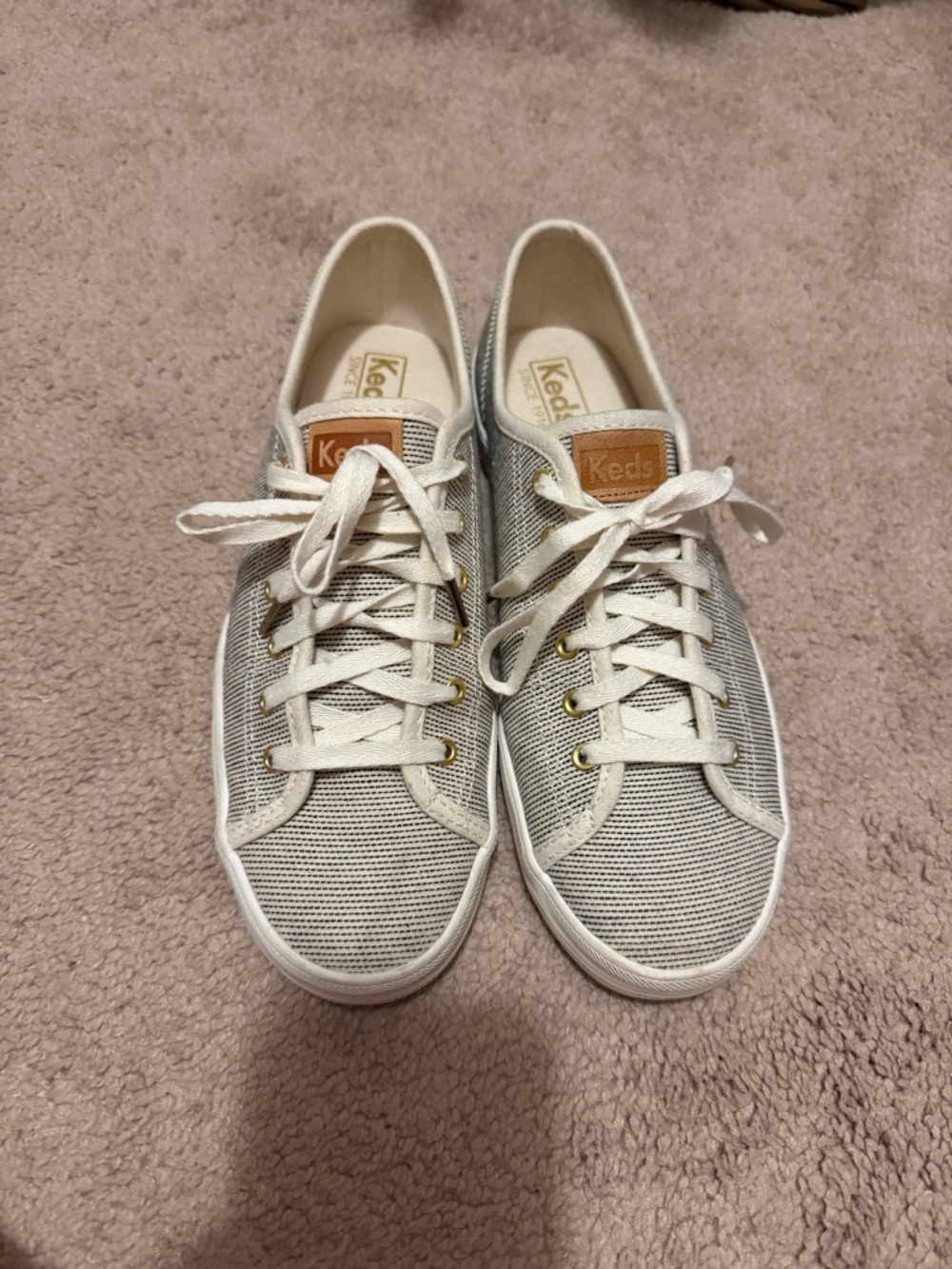 Keds Low-Top Gray and White Lace-Up Sneakers